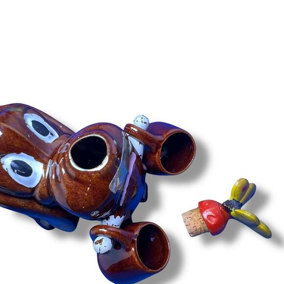 Vintage Ceramic Dog Teapot Planter Figurine Butterfly Nose Whimsical Japan - Picture 11 of 11